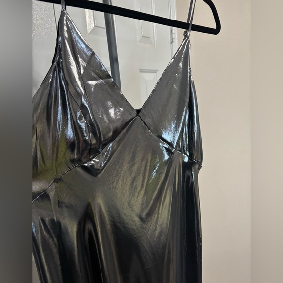 NWOT Anthropologie Metallic V-Neck Midi Slip Dress - Picture 4 of 10